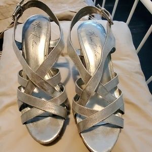 Women's silver wedge sandals